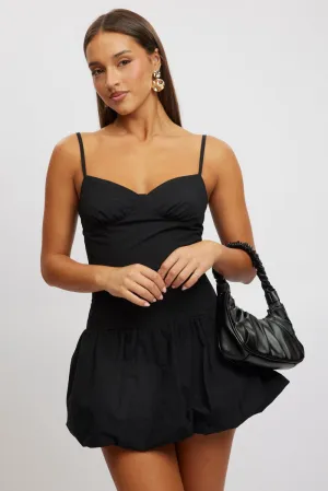 Show Edge Shine Rush Black Bubble Dress Mini Strappy