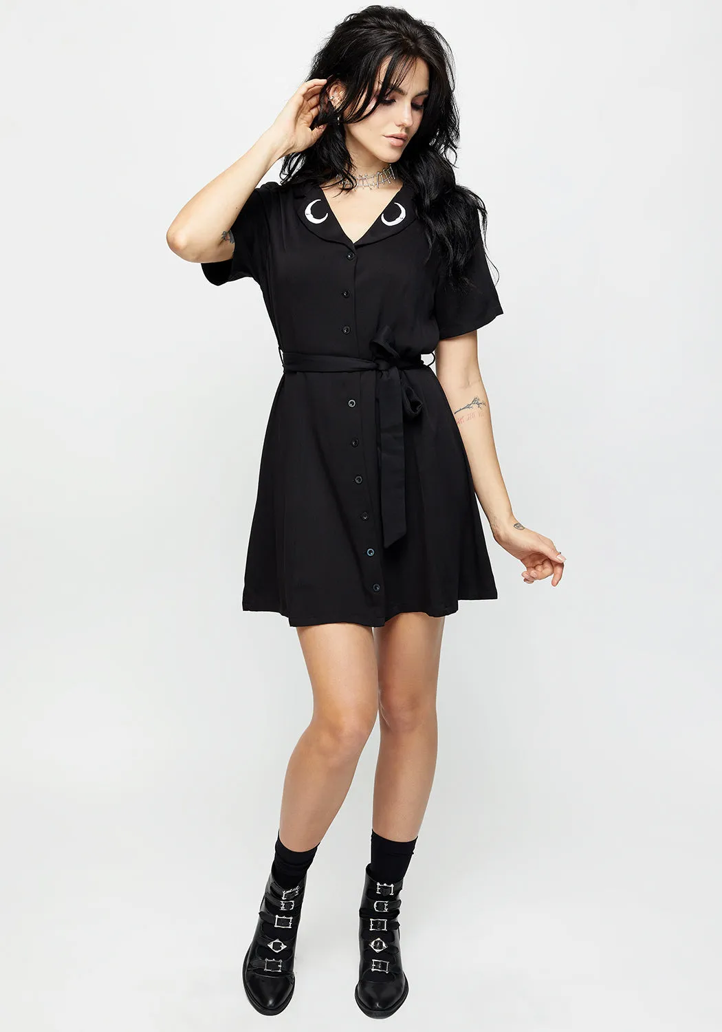 Luna Button Down Mini Shirt Dress Edge Shine