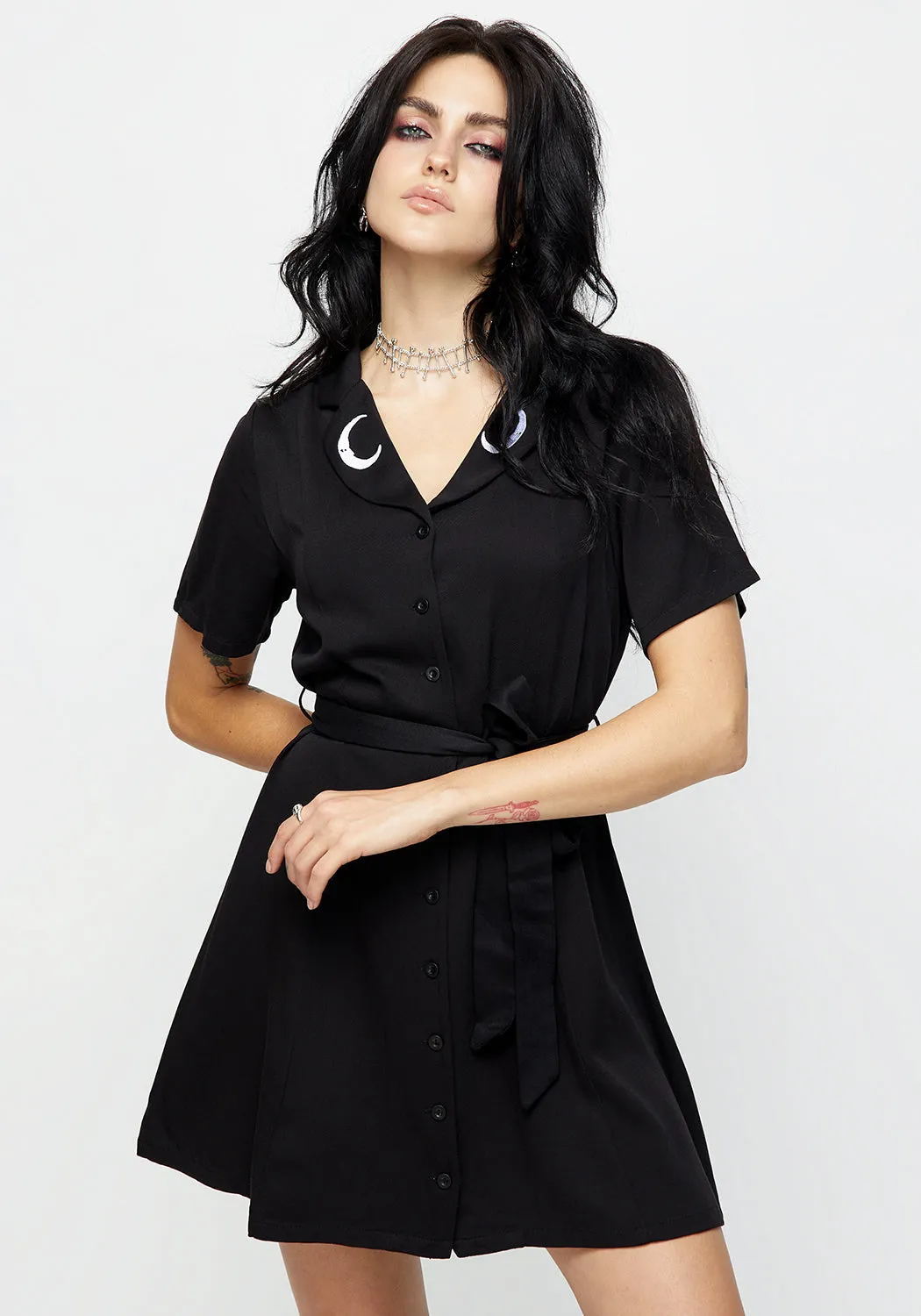 Street Ready Beat Light Luna Button Down Mini Shirt Dress
