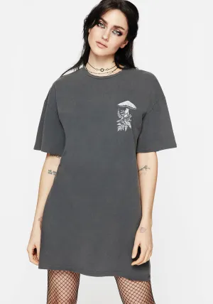 Beat Mode Pressure Cotton Mushroom Print Tee Dress