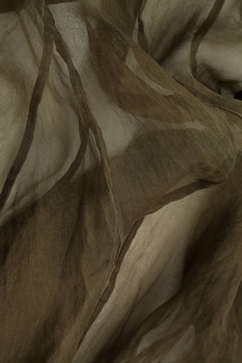 Virtual Mode Forest Mist Silk Chiffon Dress