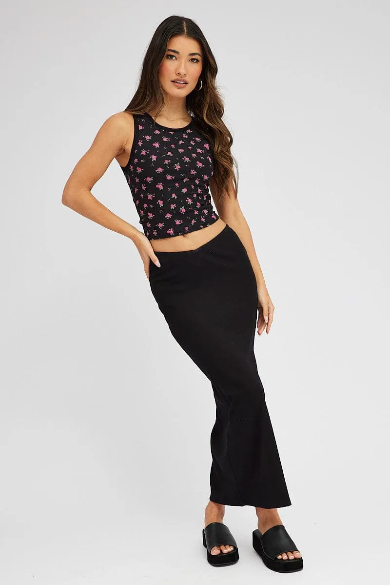 Black Floral Mesh Tank Sleeveless Fall Core Run Ready