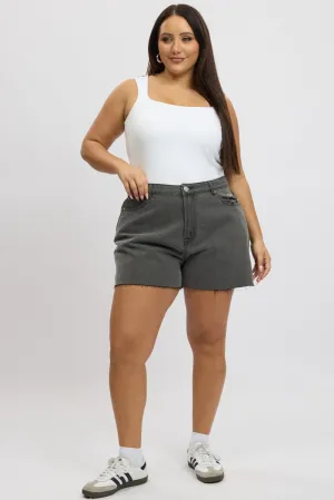Grey Relaxed Shorts High Rise Beach Ready AntiBacterialTreatment