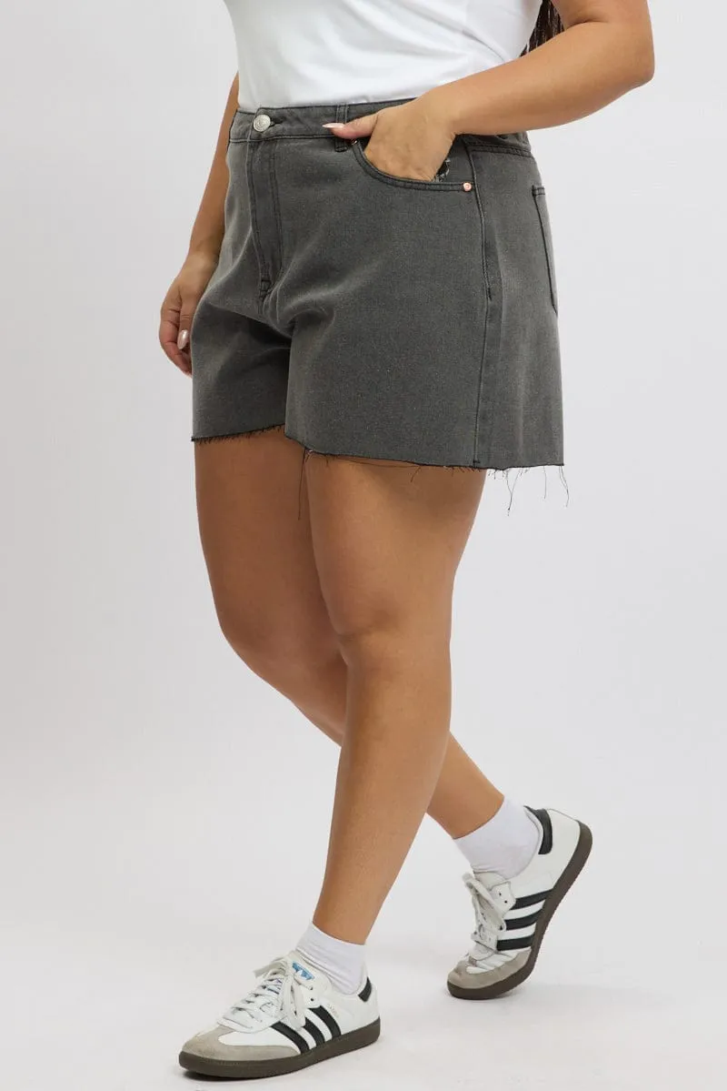 Nature Base Grey Relaxed Shorts High Rise