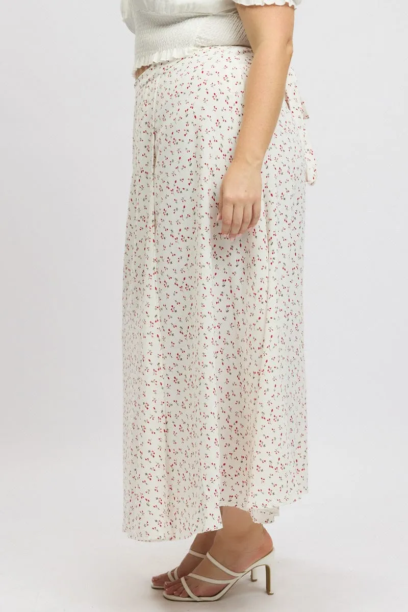 Easy Layers Red Ditsy Wrap Maxi Skirt