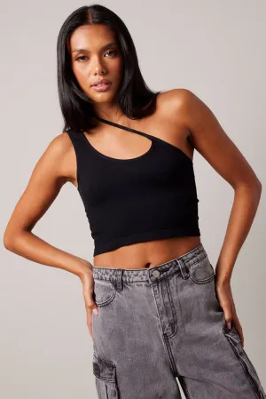 Black Crop Top Singlet Seamless FlexFitTechnology