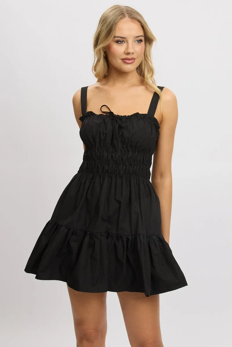 Bold Wear Bold statement dress Black Fit And Flare Dress Mini Poplin