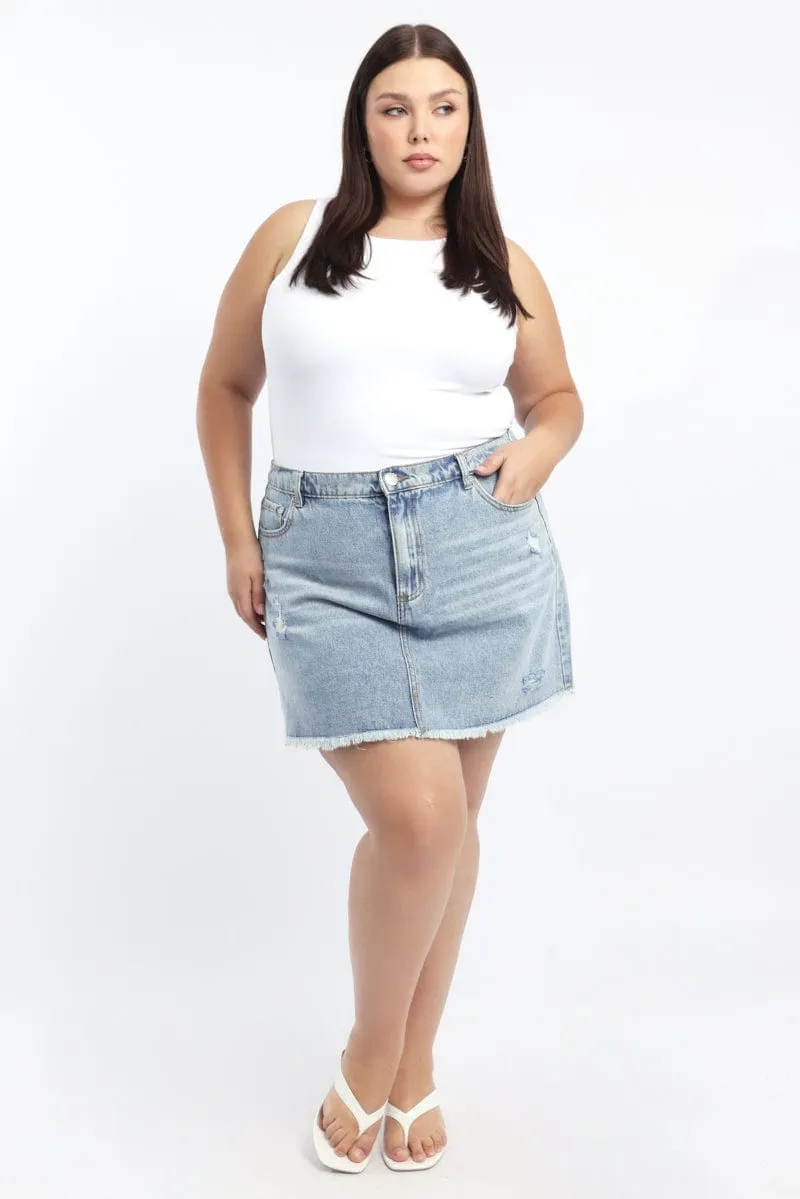 Denim Acid Wash Elastic Back Mini Skirt Wardrobe Basics Limited Quantity