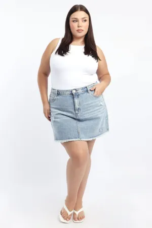 Denim Acid Wash Elastic Back Mini Skirt Wardrobe Basics Limited Quantity