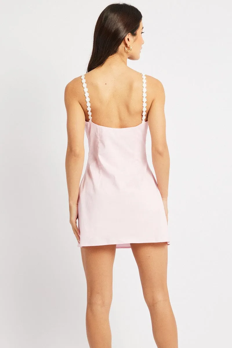 Pink Mini Dress Lace Strap Party Vibe Girls Night
