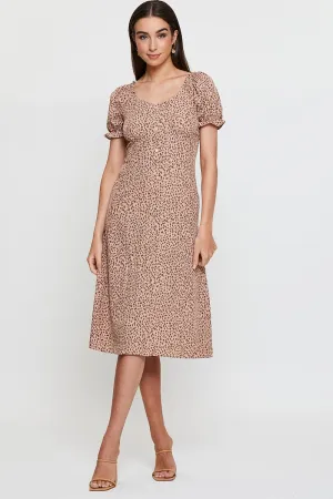 Print Maxi Dress Short Sleeve Square Neck Starlight Sky