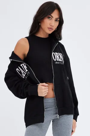 Black Crop Tank Top Crew neck Machine Fit Soft Sweater
