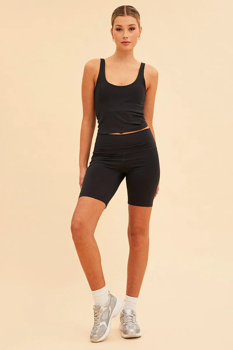 Trend Base MeshVentilation Black Sara V Neck Active Tank Top