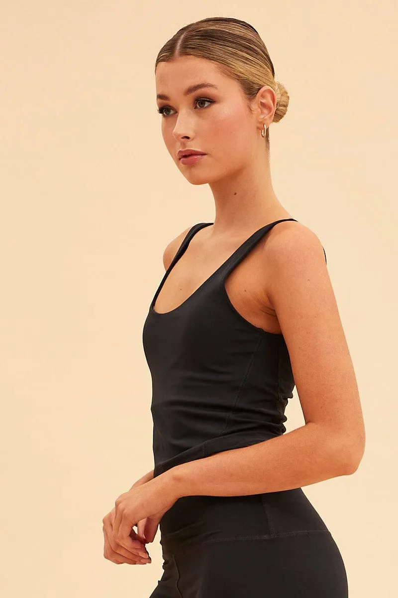 Strong Glow Grace Ease Black Sara V Neck Active Tank Top