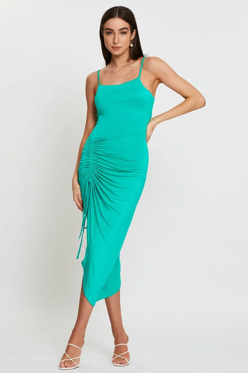 Stylish Jumper Green Bodycon Dress Midi