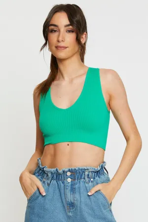 Green Tank Top Sleeveless Seamless Easy Layer Breath Skin