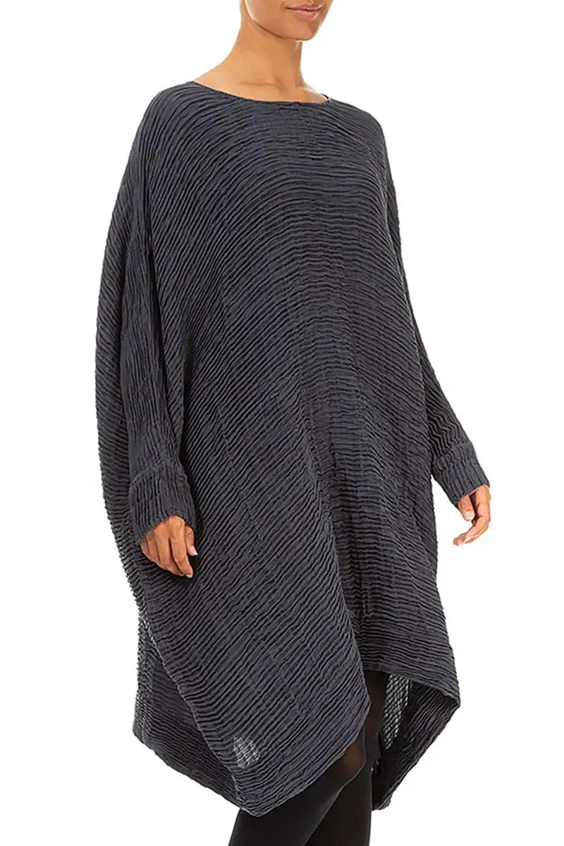 Run Core Wide Graphite Blue Pliss?? Silk Kaftan Dress