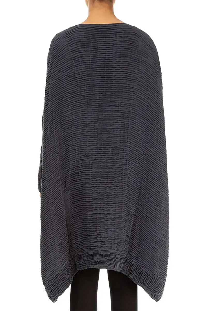 Wide Graphite Blue Pliss?? Silk Kaftan Dress Warm Base World Glow
