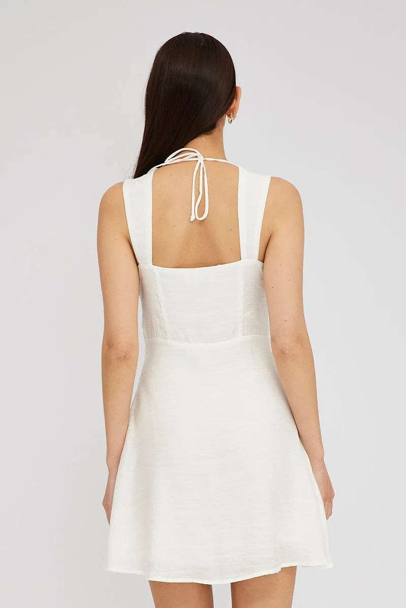 White Fit and Flare Dress Sleeveless Corset Travel Light