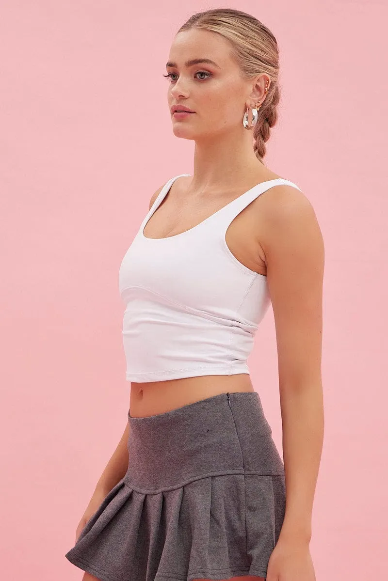 White Tank Top Sleeveless Underseam Activewear QuickReleaseFastener