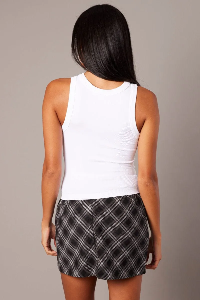 White Tank Top Crew Neck Seamless NonIrritating
