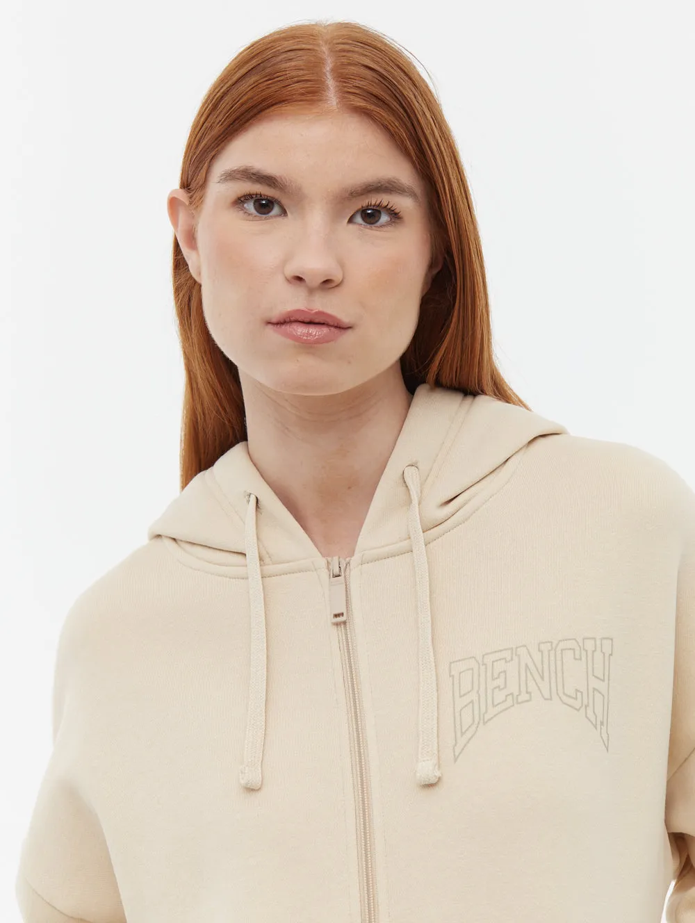 Zira Athletic Logo Zip-Up Hoodie Comfortable Lounge Layered Look