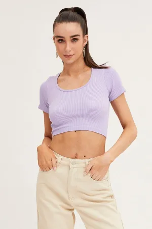 QuickDryDesign Purple T Shirt Short Sleeve Round Neck Seamless