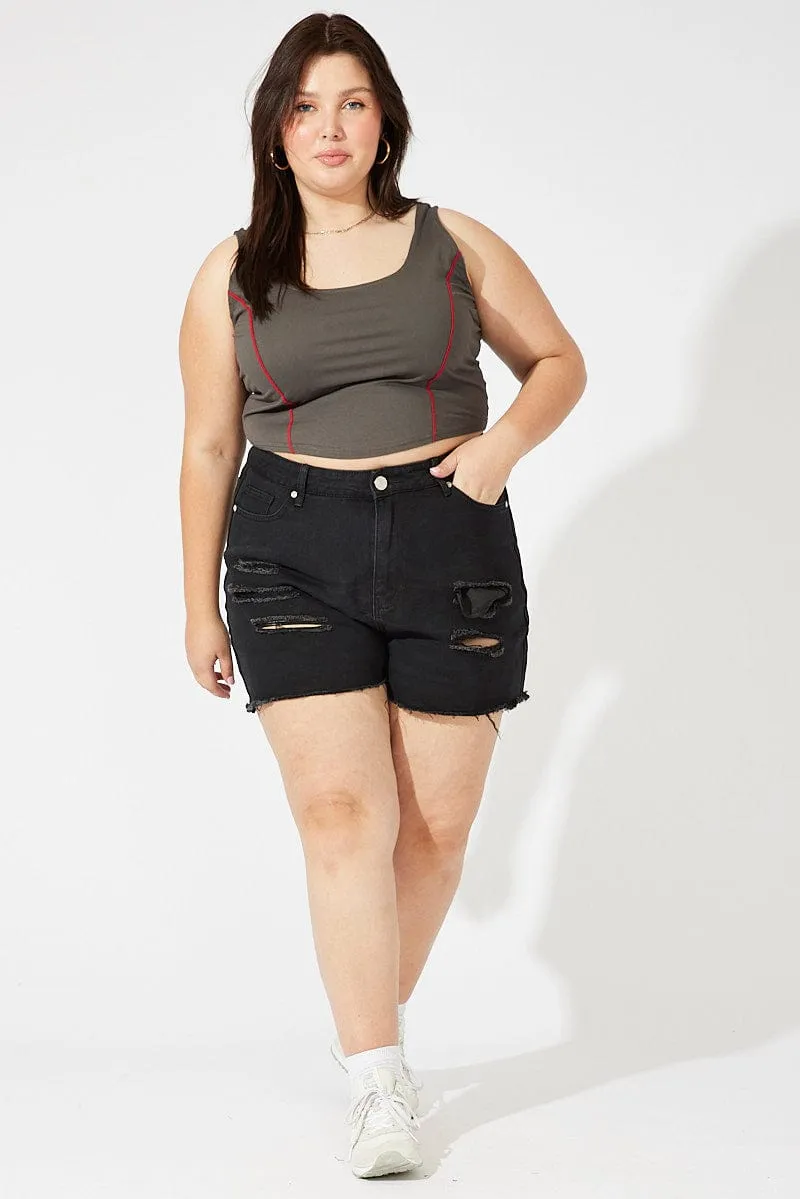 Grey Panelled Tank Top Stylish Look AllDayComfort