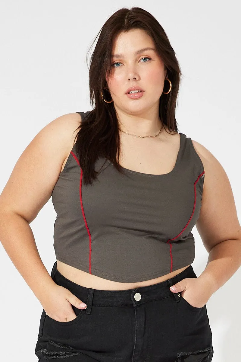 Grey Panelled Tank Top Nature Glow