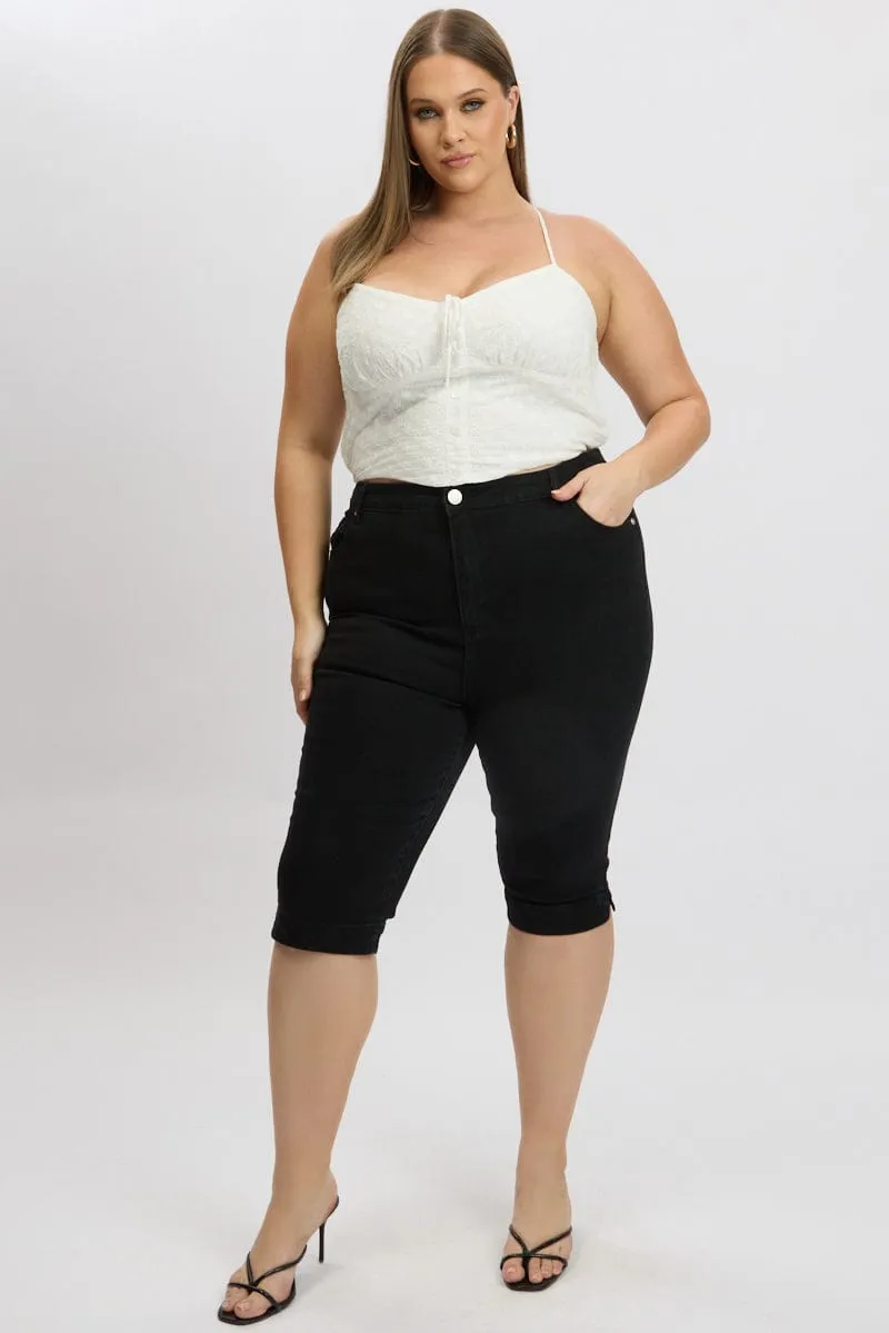 White Crop Cami Top Eyelet Sporty Gear