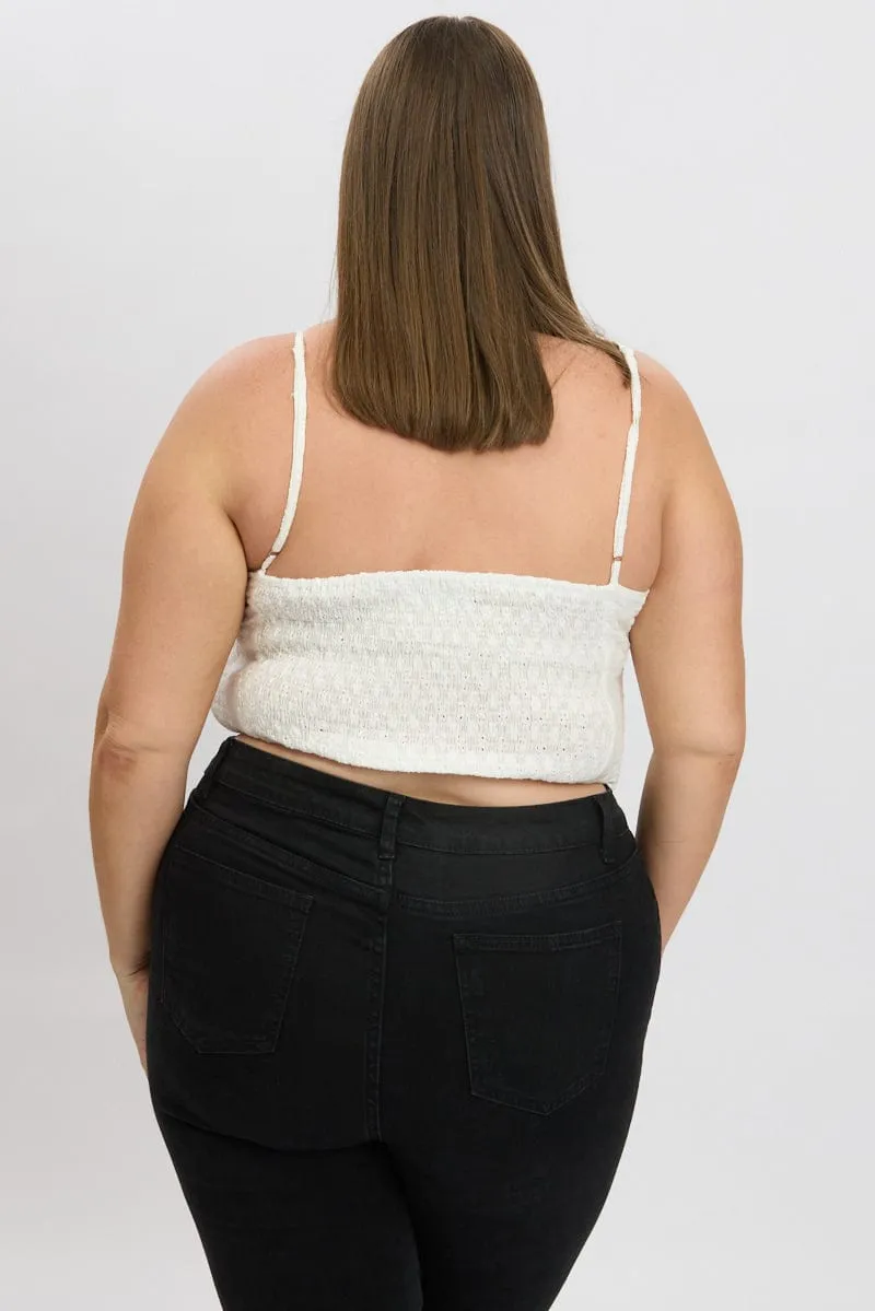 Noble Core White Crop Cami Top Eyelet