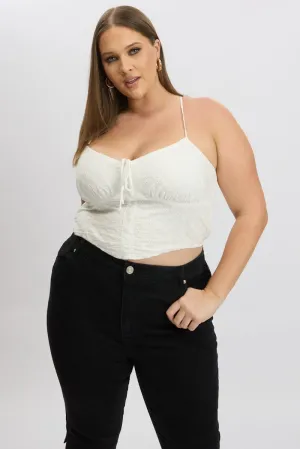 QuickDryTech White Crop Cami Top Eyelet