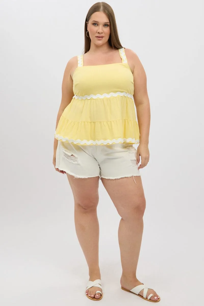 LayeredConstruction Garden Ease Yellow Smock Top Sleeveless Ric Rac