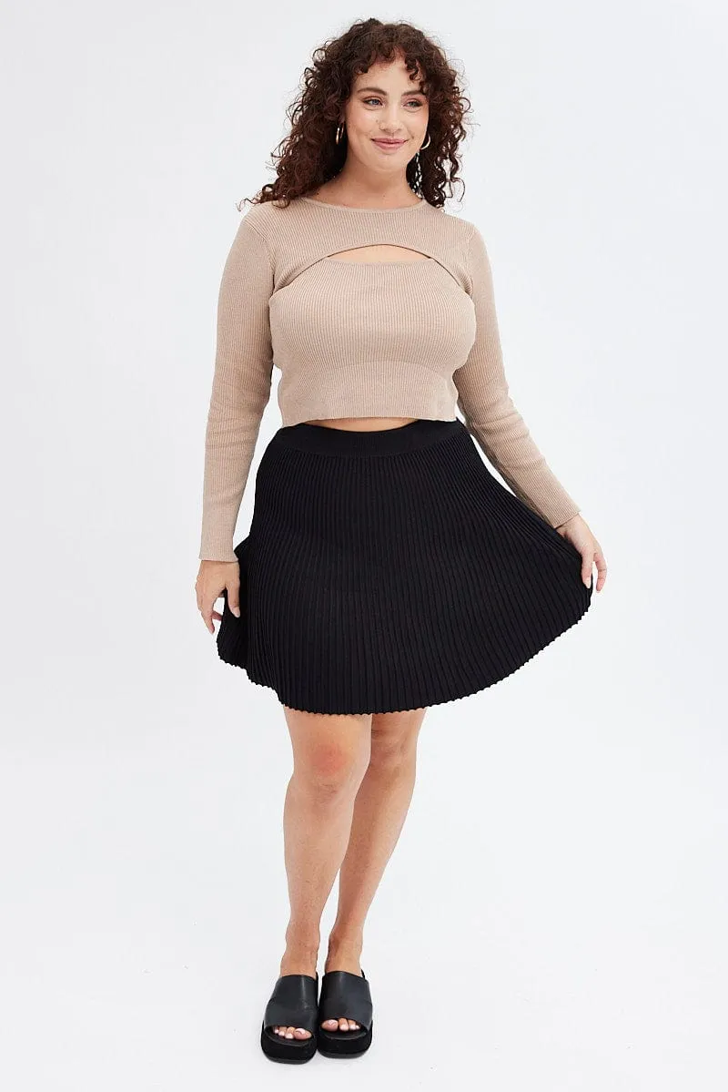 Mood Outfit Black Knee Skirt Knit Flare