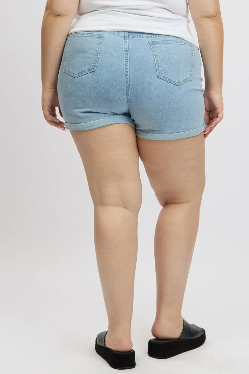 Denim Mom Shorts High Rise HypoallergenicTextile Fashion Core