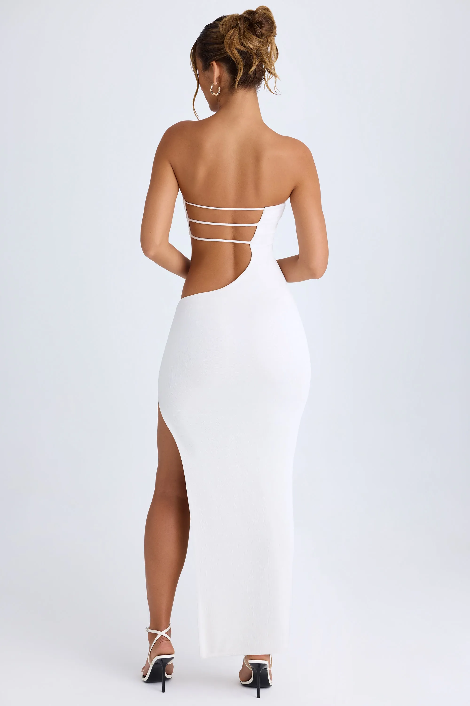 Cut-Out Bandeau Maxi Dress in White Sunset Peak