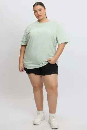 Green Graphic T Shirt Short Sleeve Crew Neck Fashion Top