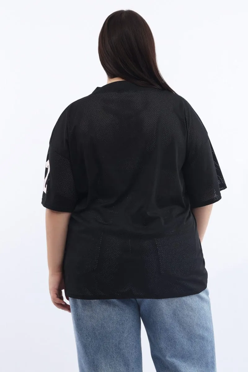 Versatile Wearable Black Graphic T-shirt Short Sleeve Crew Neck