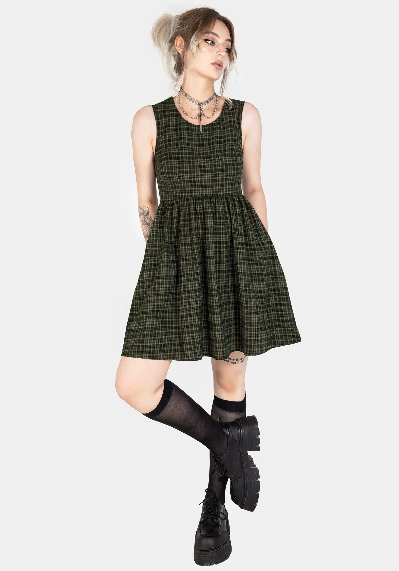 Playful Fashion Sabine Check Mini Skater Dress