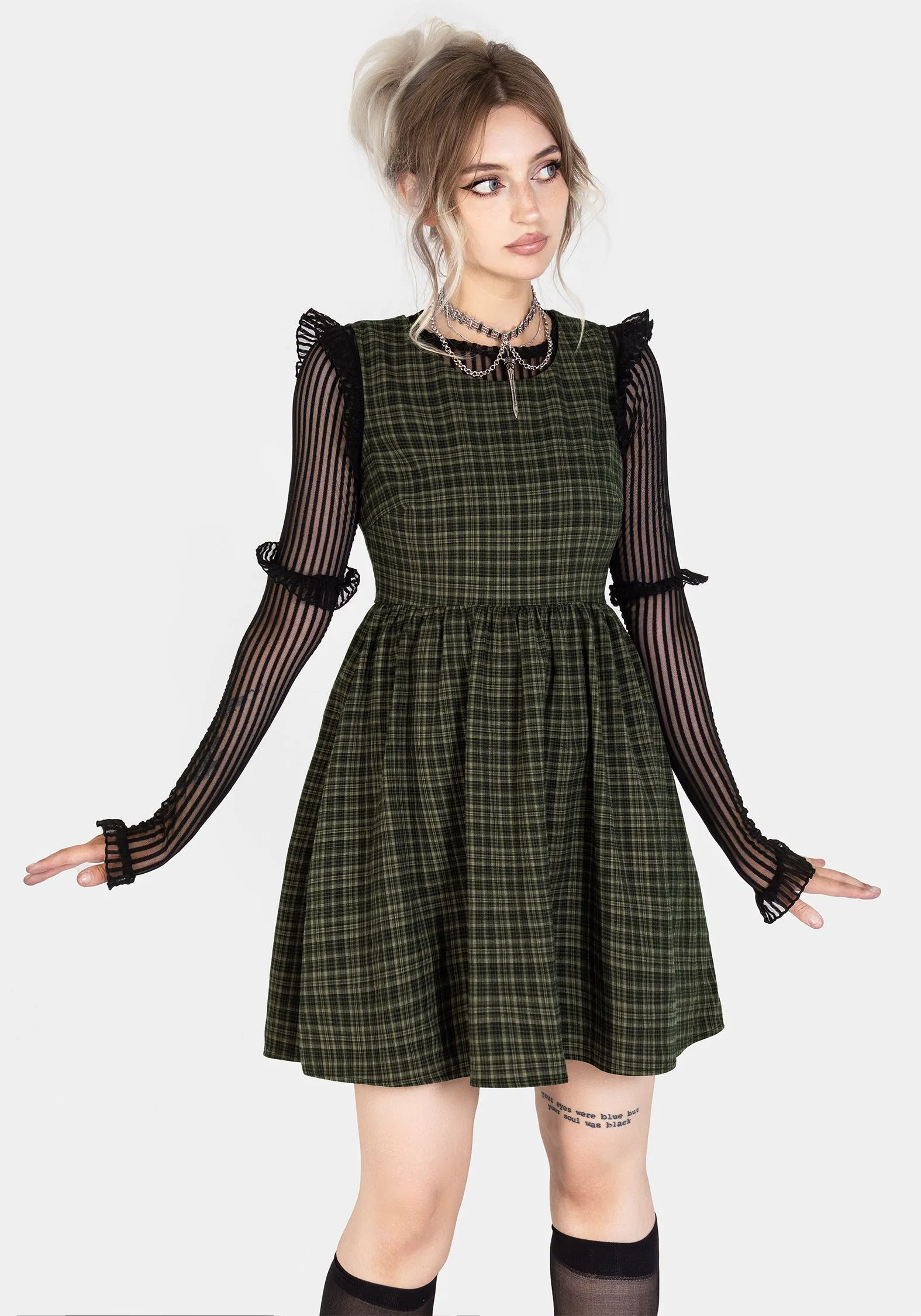 Sabine Check Mini Skater Dress Shake Ready