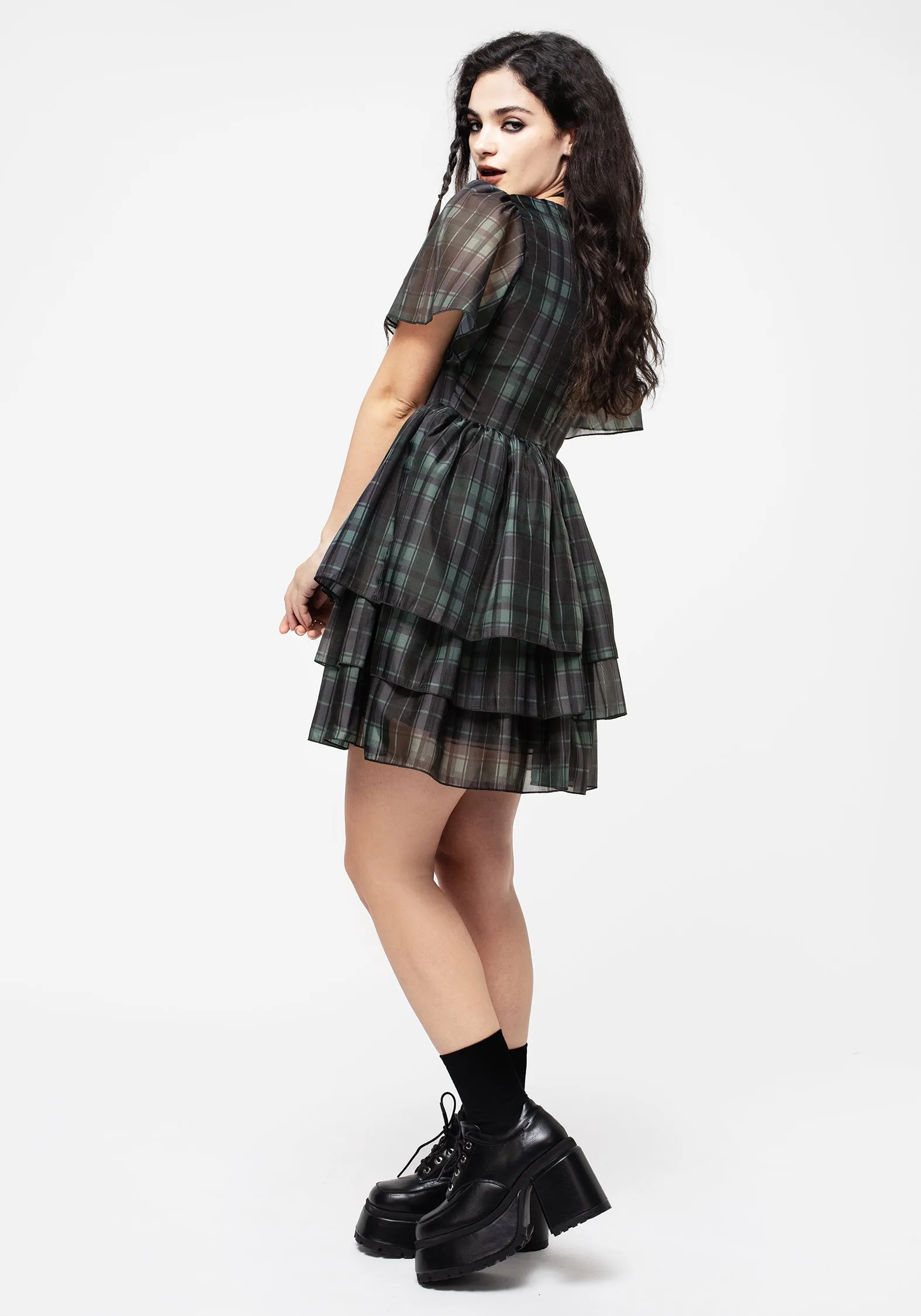 Checkmate Layered Organza Mini Dress Bold Glow