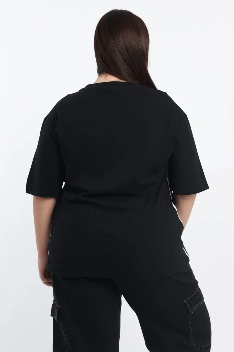 Black Graphic T Shirt Short Sleeve Crew Neck All-day Comfort