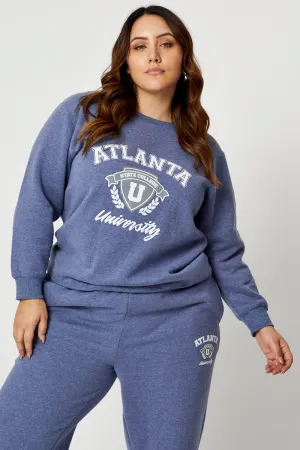 Blue Fleece Sweatshirt Atlanta Embroidered Long Sleeve Comfy All Day product neutral versatility