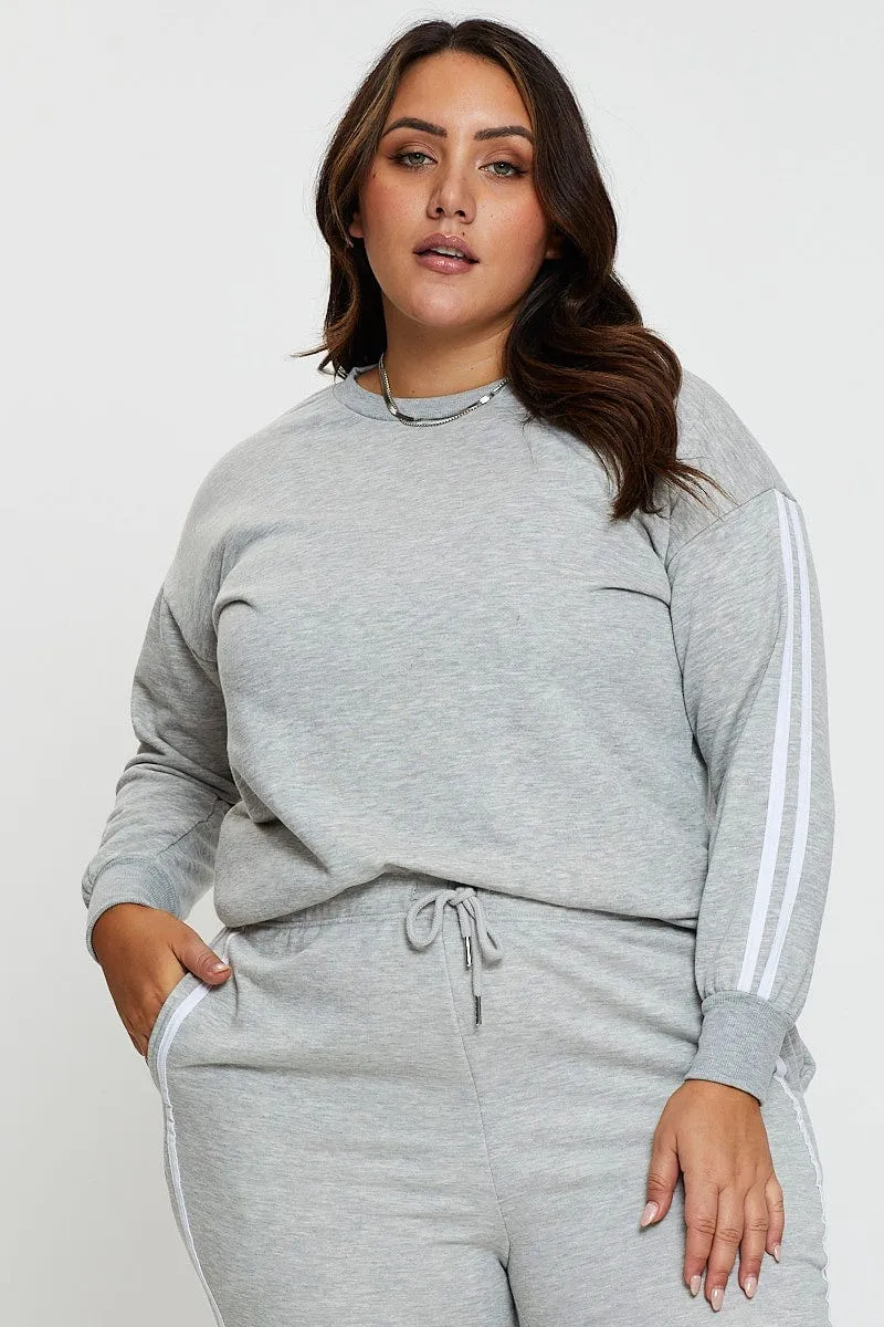 Blend Grey Sleeve Sweatshirt Stripe Sleeve Detail Long