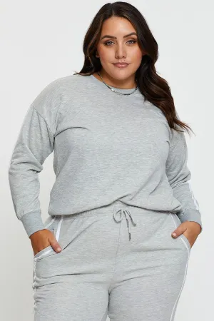 Grey Sleeve Sweatshirt Stripe Sleeve Detail Long Cool Weather Seasonal Collection