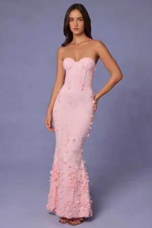 Magic Hour Lace-Up Corset Maxi Dress in Soft Pink