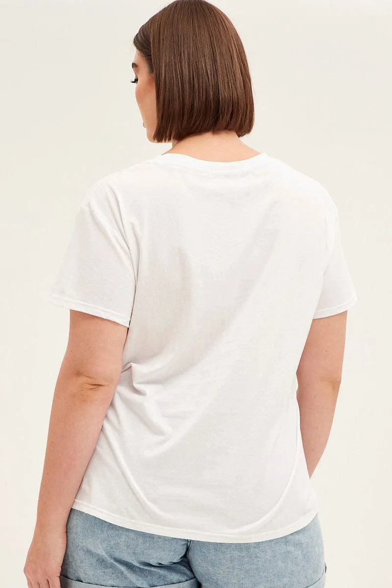 White Short Sleeve California Trees Crop T-shirt Quick Dry Technology Timeless Top