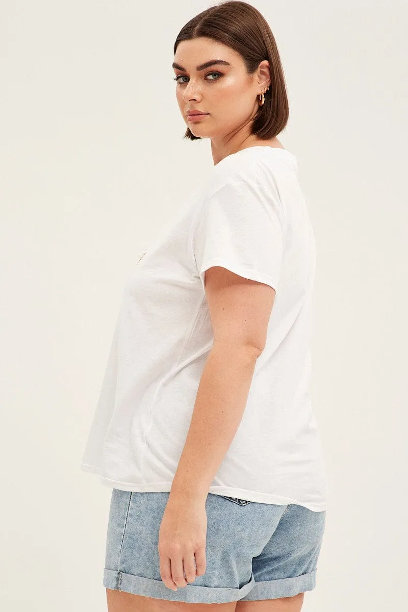 White Short Sleeve California Trees Crop T-shirt OdorResistant Fabric Classic Chic