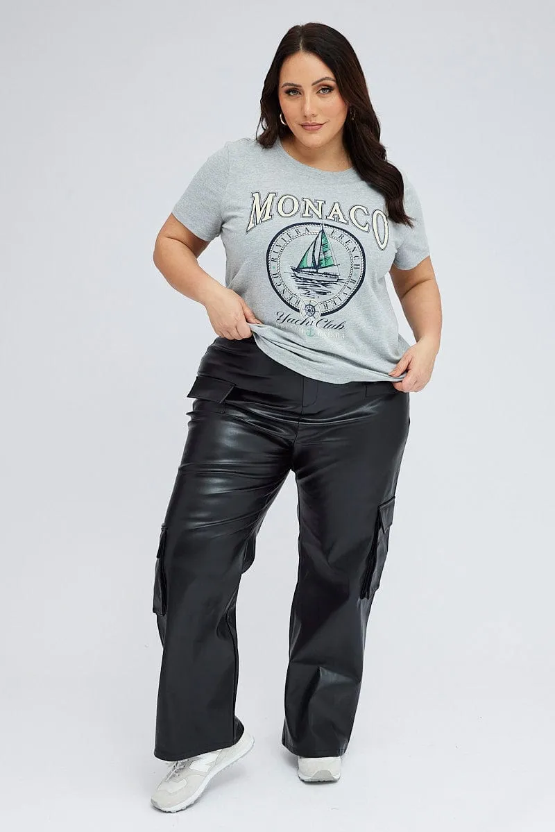 Relaxed Comfort Grey Graphic T-shirt Short Sleeve Crew Neck