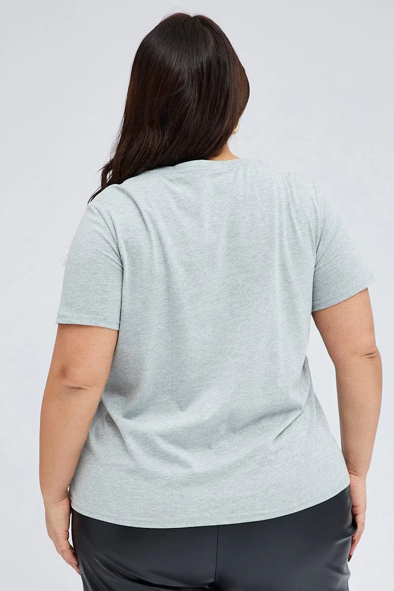Grey Graphic T-shirt Short Sleeve Crew Neck Soft and Light Wear Modern Simplicity